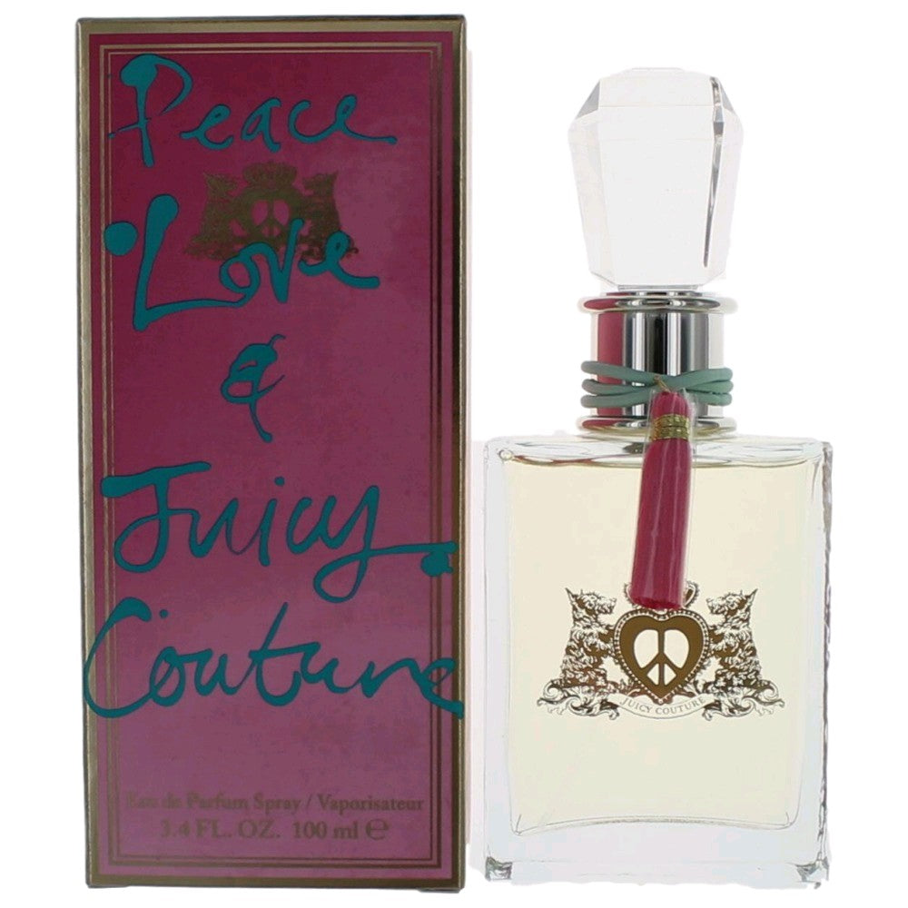 Bottle of Peace Love & Juicy Couture by Juicy Couture, 3.4 oz Eau De Parfum Spray for Women